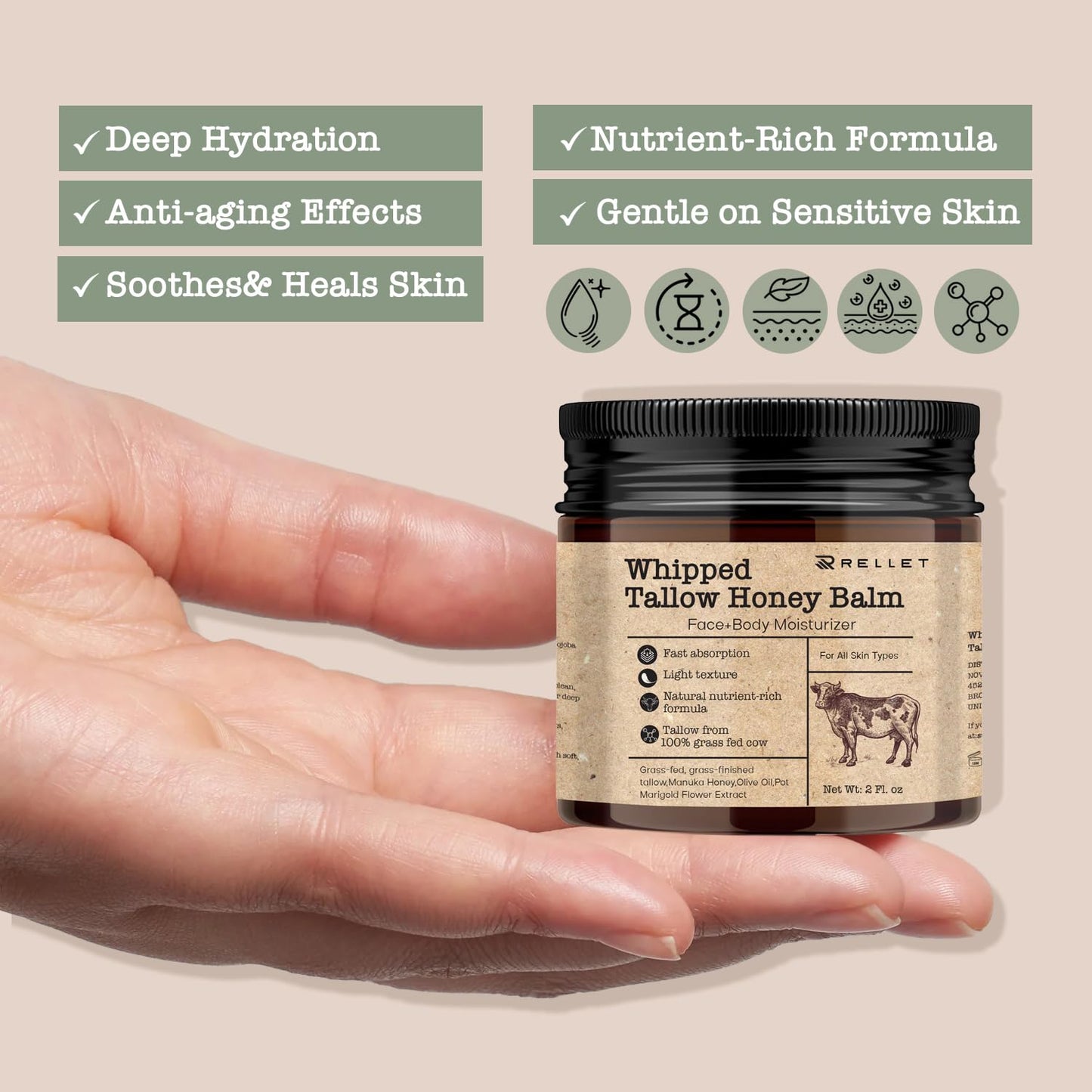 šNatural Handmade Beef and Honey Moisturizer