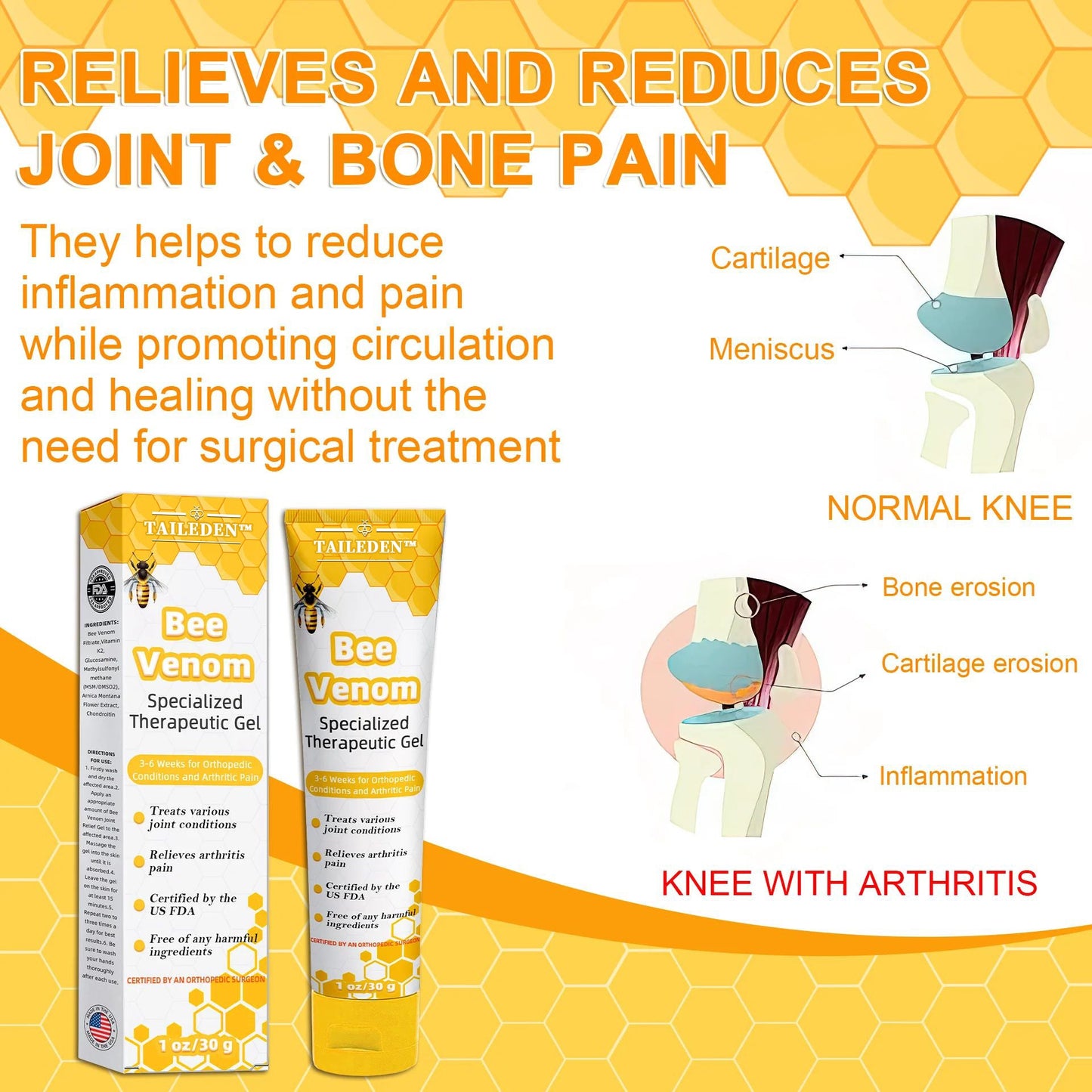 TAILEDEN™  Bee Venom Joint Therapy Pain Relief Gel