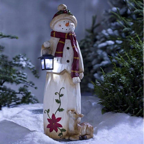 🔥Flash Sale - 49% OFF 🎄Christmas Decoration Woodland Snowman Holding Solar Lantern