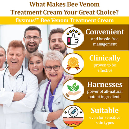 ✅flysmus™ Bee Venom Treatment Cream🌿: Relieves Eczema, Psoriasis, Acne, Rosacea, Fungal Infections (e.g., Athlete’s Foot), Warts