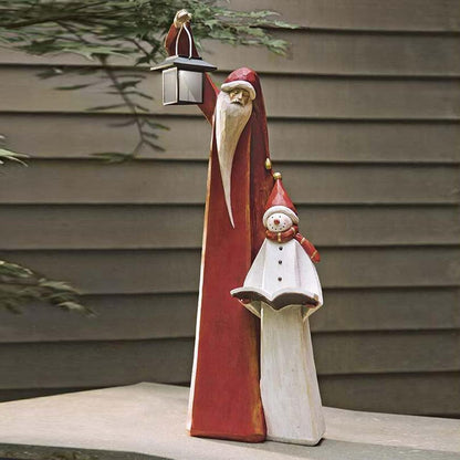 🔥Flash Sale - 49% OFF 🎄Santa and Snowman Sculpture with Solar Lantern